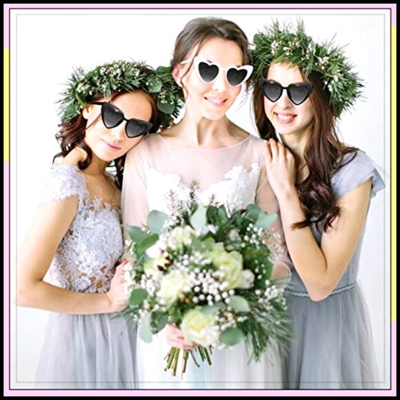 16 Pairs Heart Shaped Sunglasses Cat Eye Retro Party Glasses PC Frame